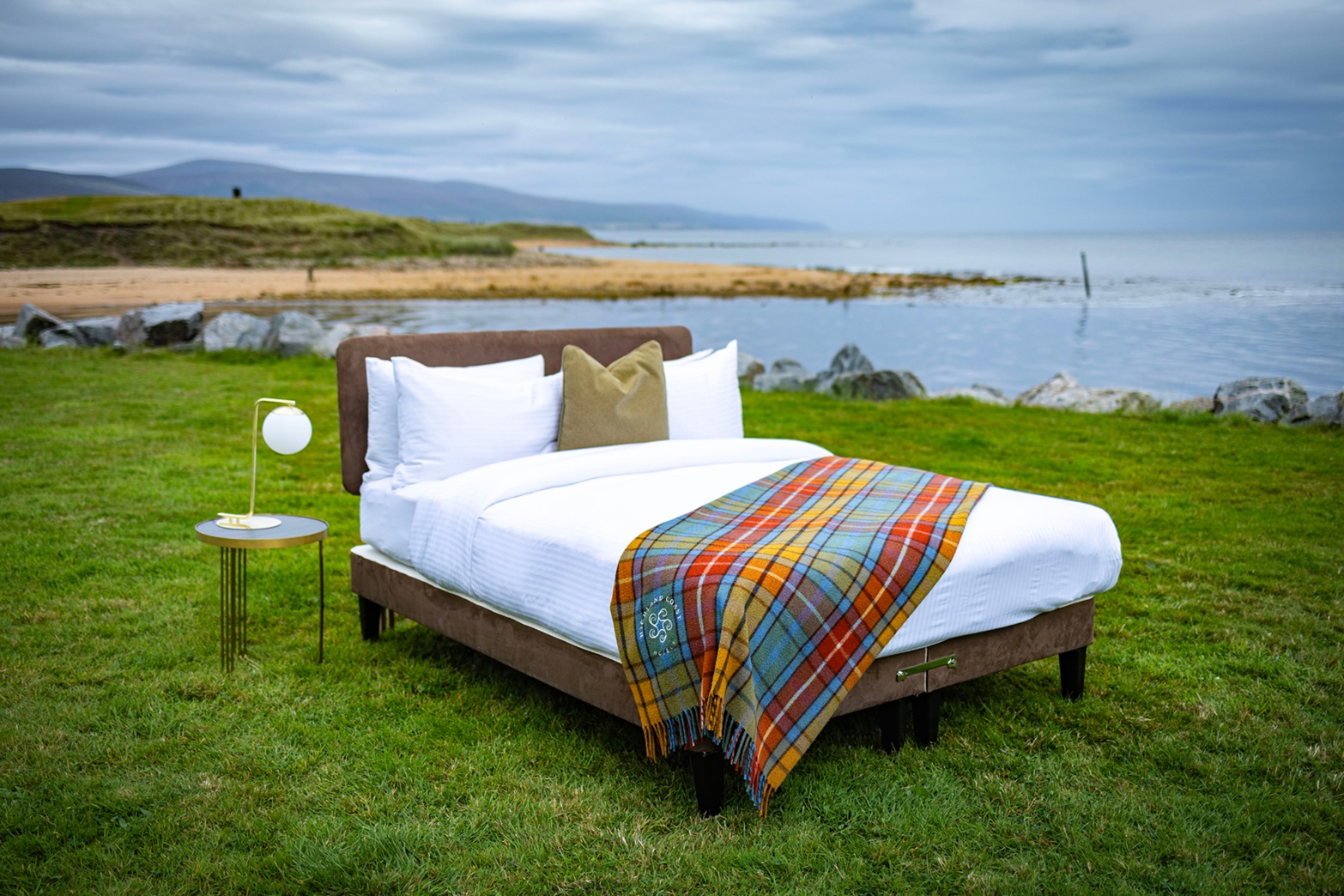 A bed in field
