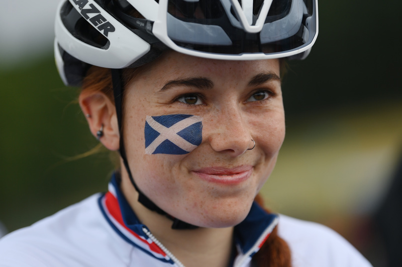 Cyclist with Scottish flag on their cheek (credit: SWPix)