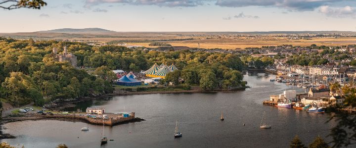 Aerial view of a festival site
