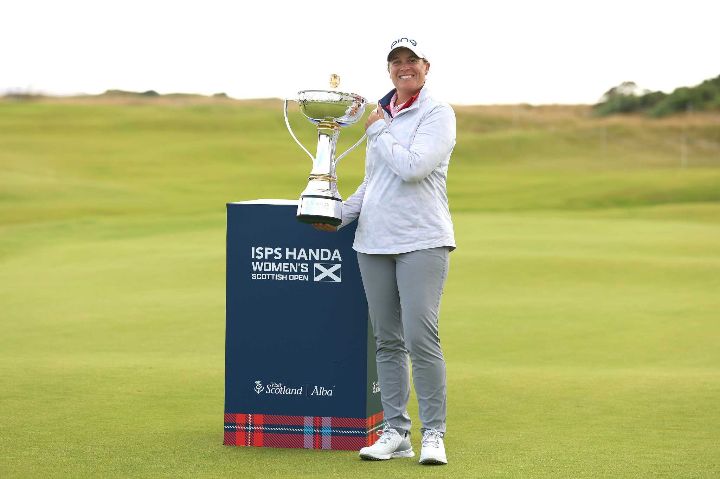 Golfer with a trophy