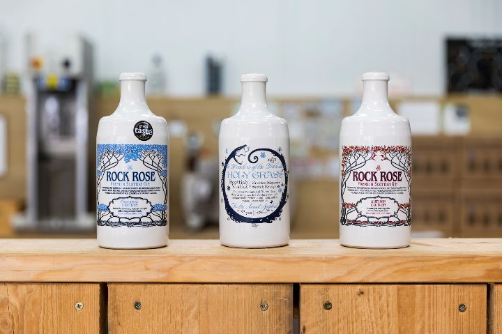 Three clay bottles of gin