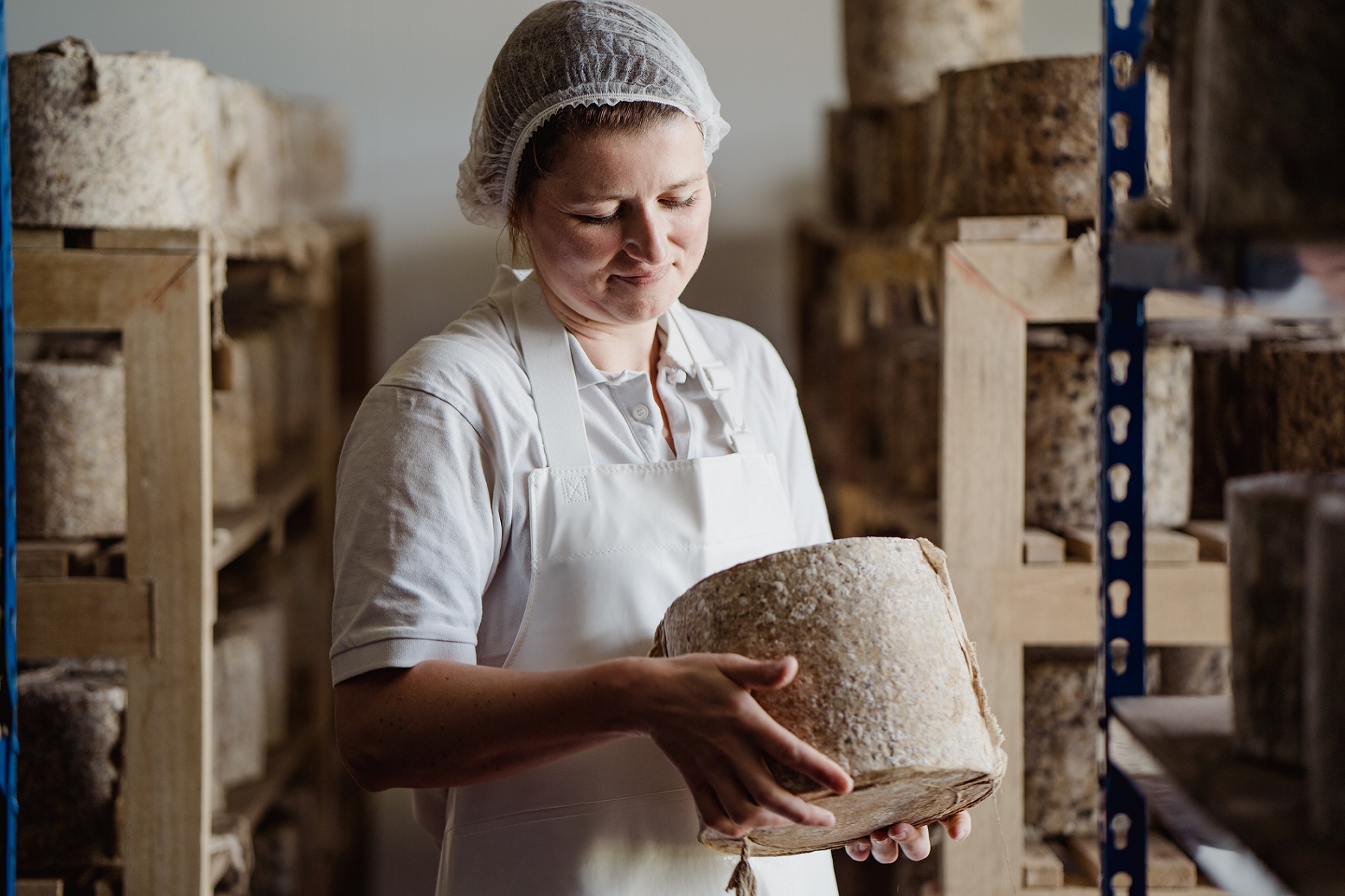 Person making cheese