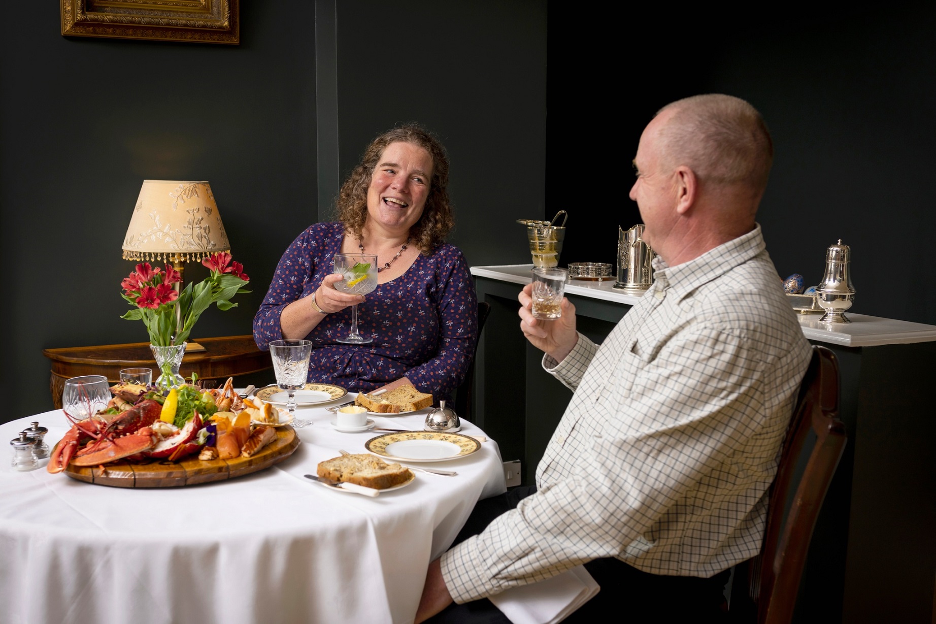 Guests enjoying a meal at Glenegedale House.