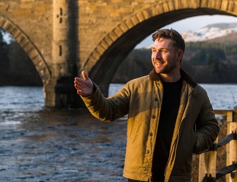 A close up of a person smiling