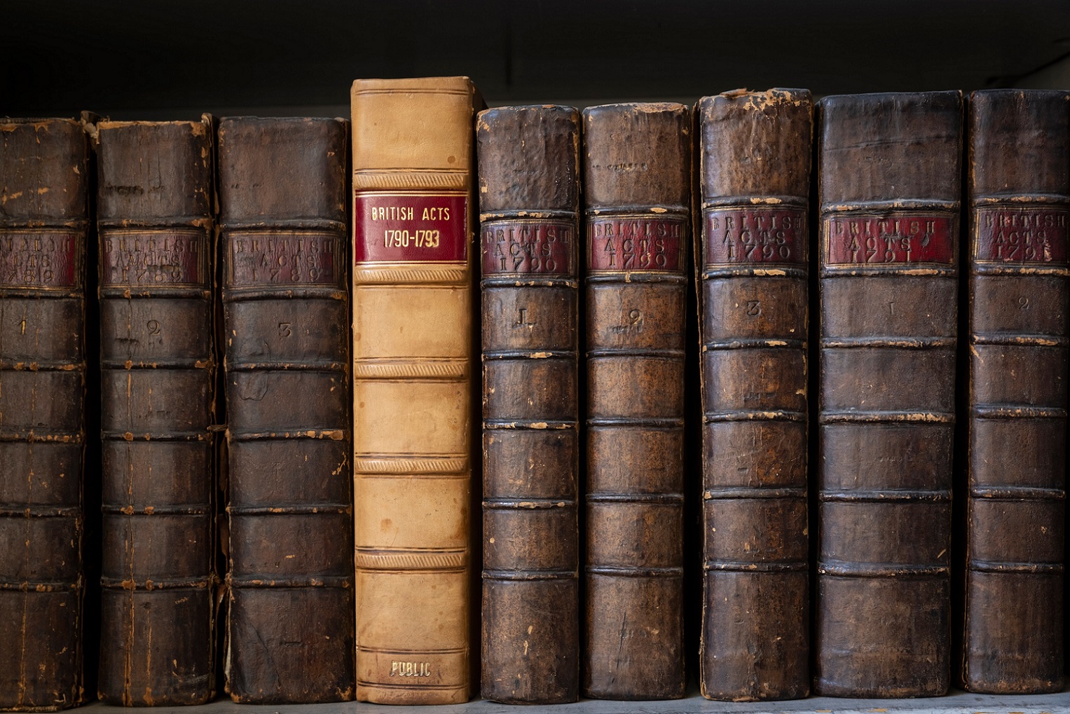 A series of old books at the Signet Library in Edinburgh
