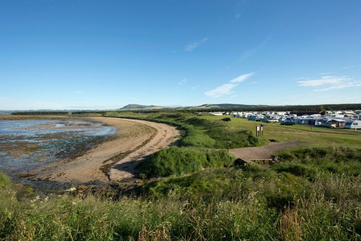 Elie Holiday Park at Shell Bay, on the route of the Fife Coastal Path, near Elie, East Neuk of Fife