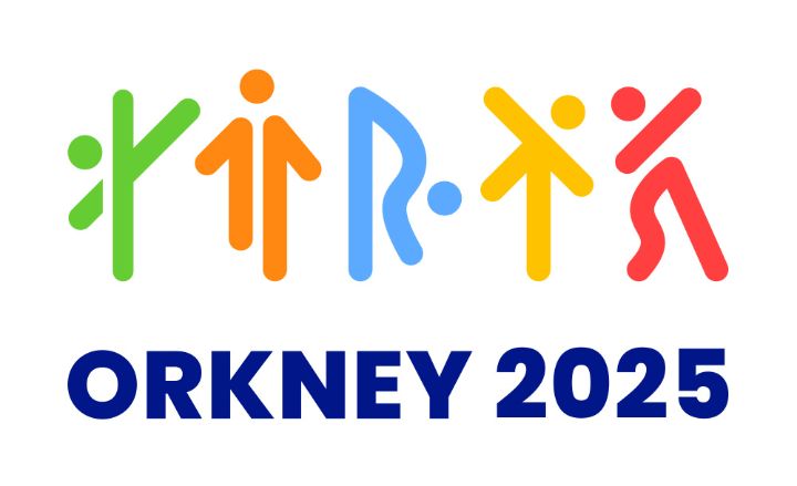 Logo showing stick people in various sporting poses and the words Orkney 2025