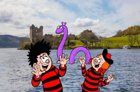 Beano characters at Loch Ness for Scotrail campaign