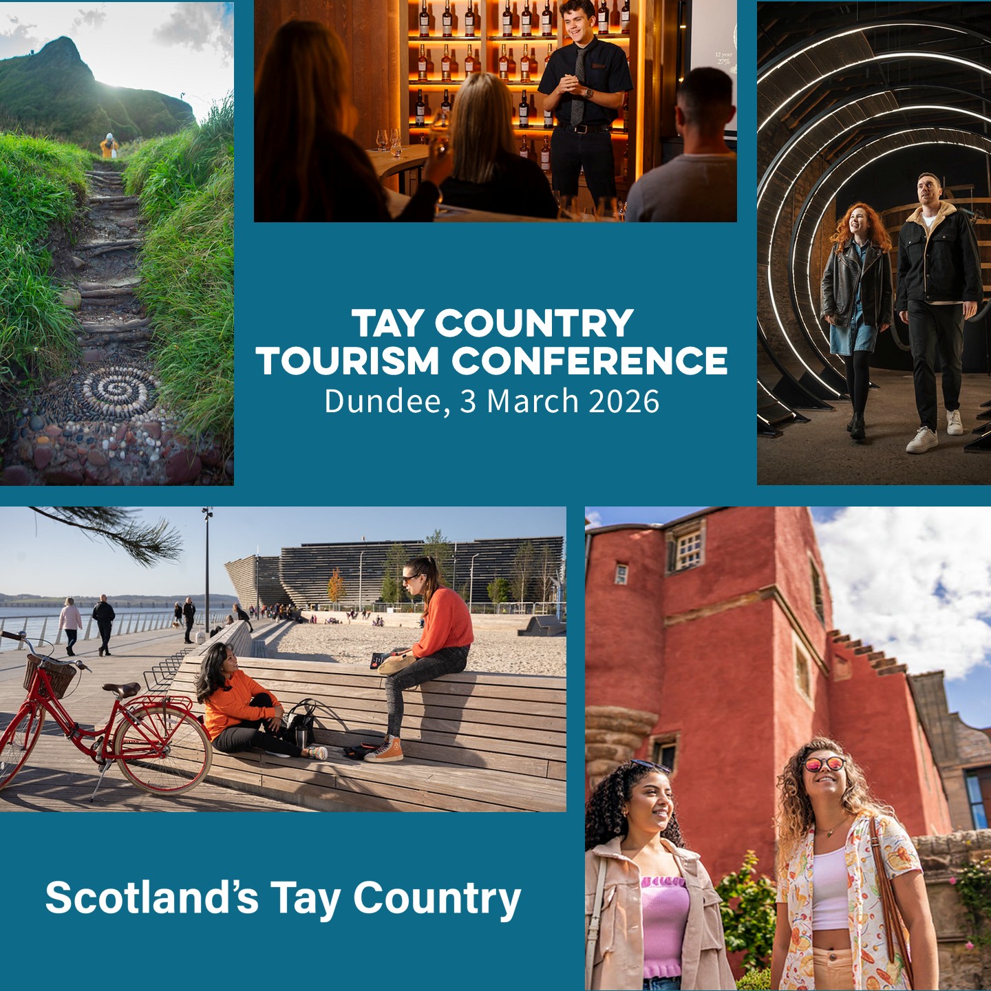 A collage of images with the text Tay Country Tourism Conference, 3 March, Dundee