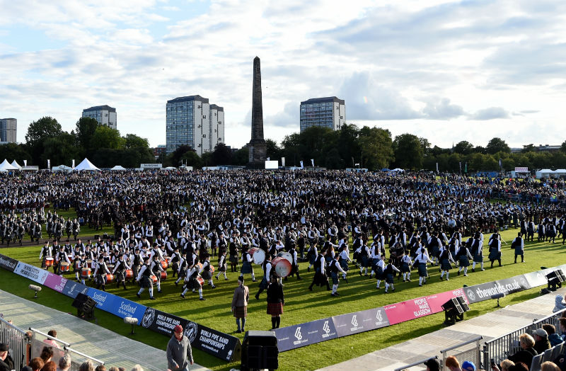 Pipers and drums at the World Pipe Band Championships
