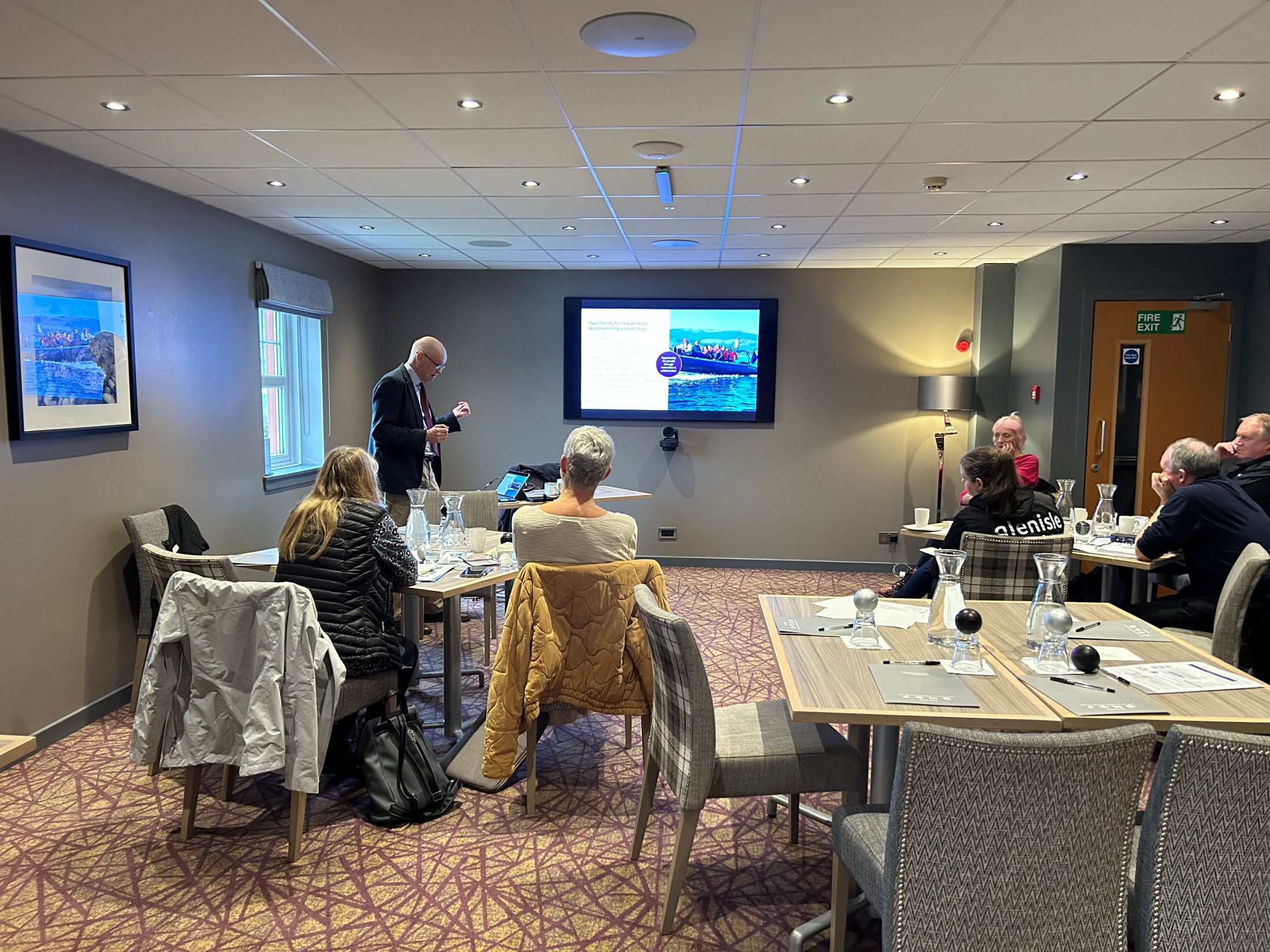 Participants at the travel distribution event in Brodick, Isle of Arran.