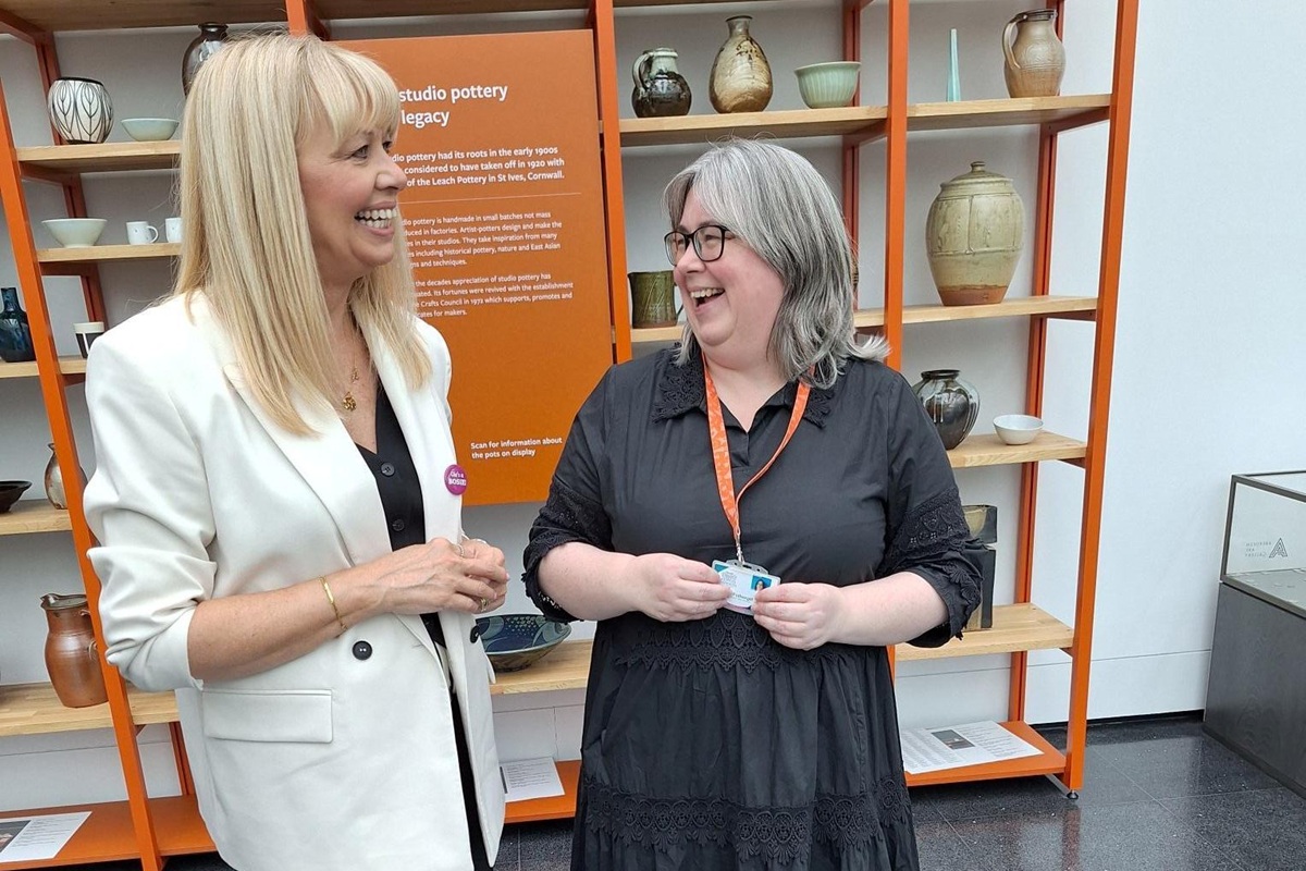 VisitScotland CEO Vicki Miller chats to Helen Fothergill, Service Manager at Aberdeen Art Gallery