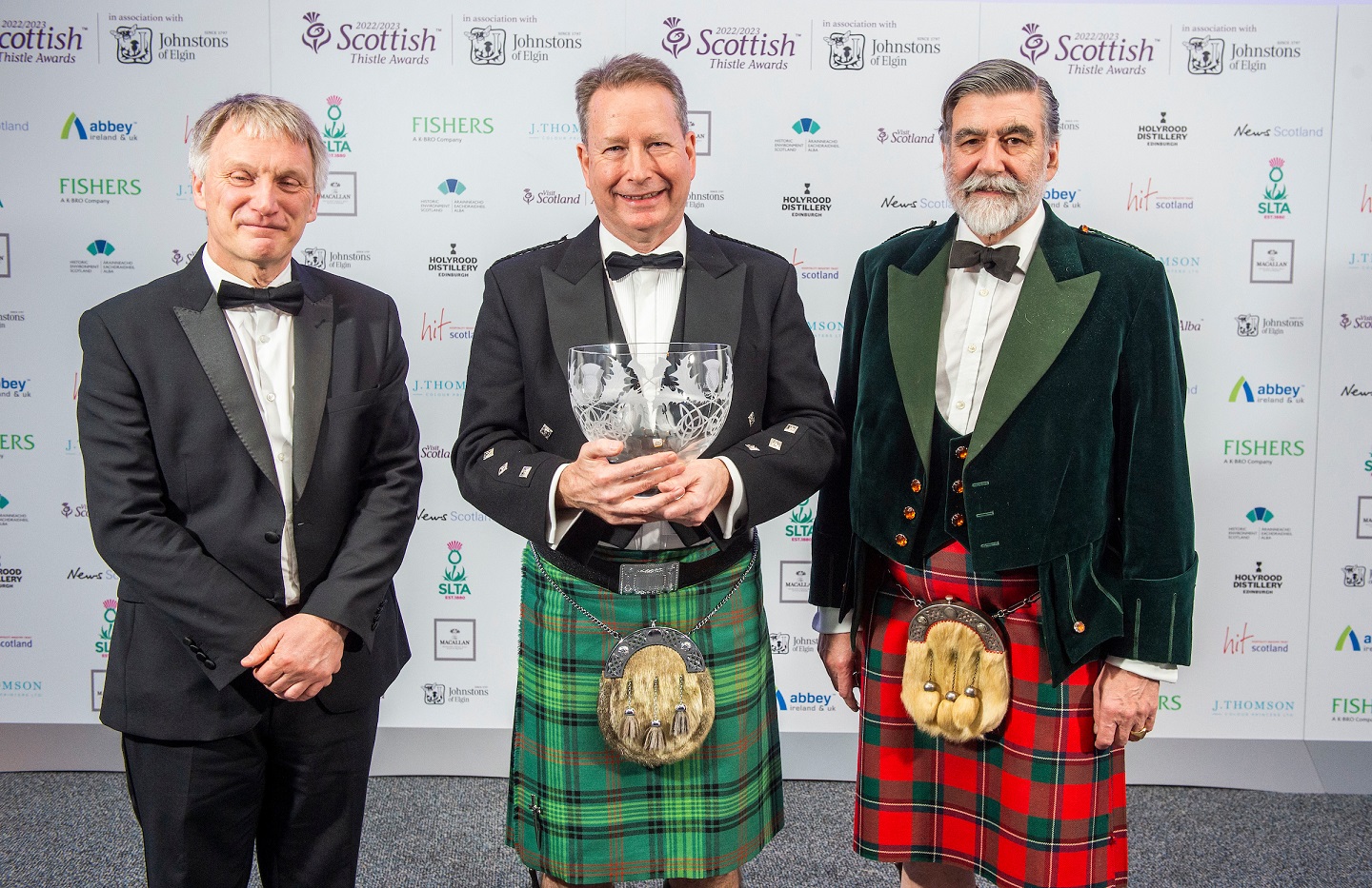 Tourism Minister Ivan McKee, Calum Ross and VisitScotland Chair Lord Thurso at the Scottish Thistle Awards National Final