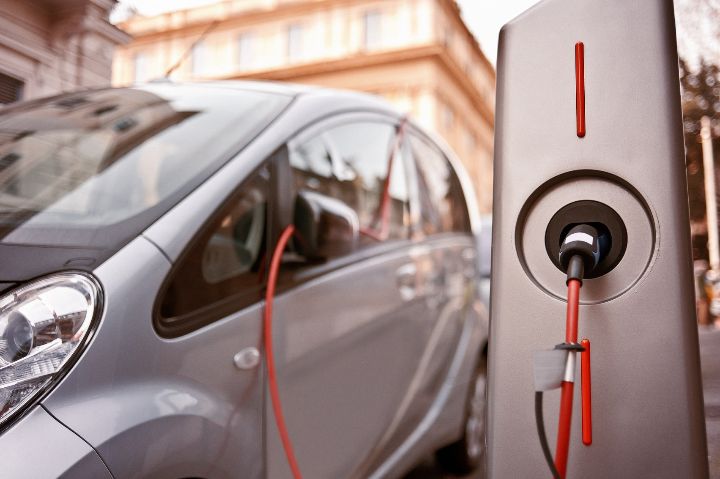 electric vehicle plugged into ev charge point