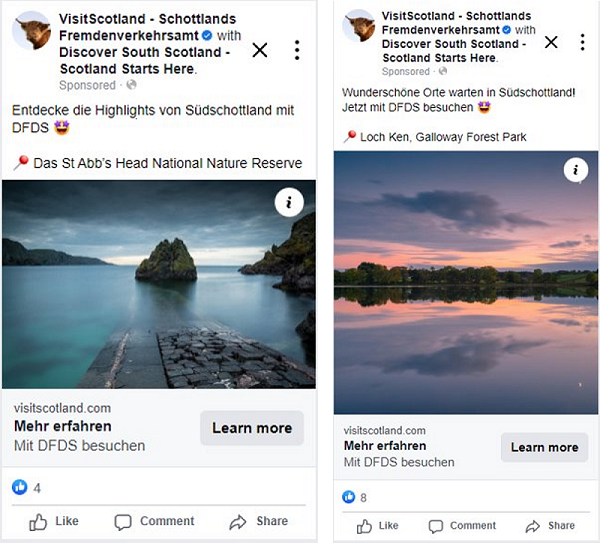 Screenshots from marketing campaign