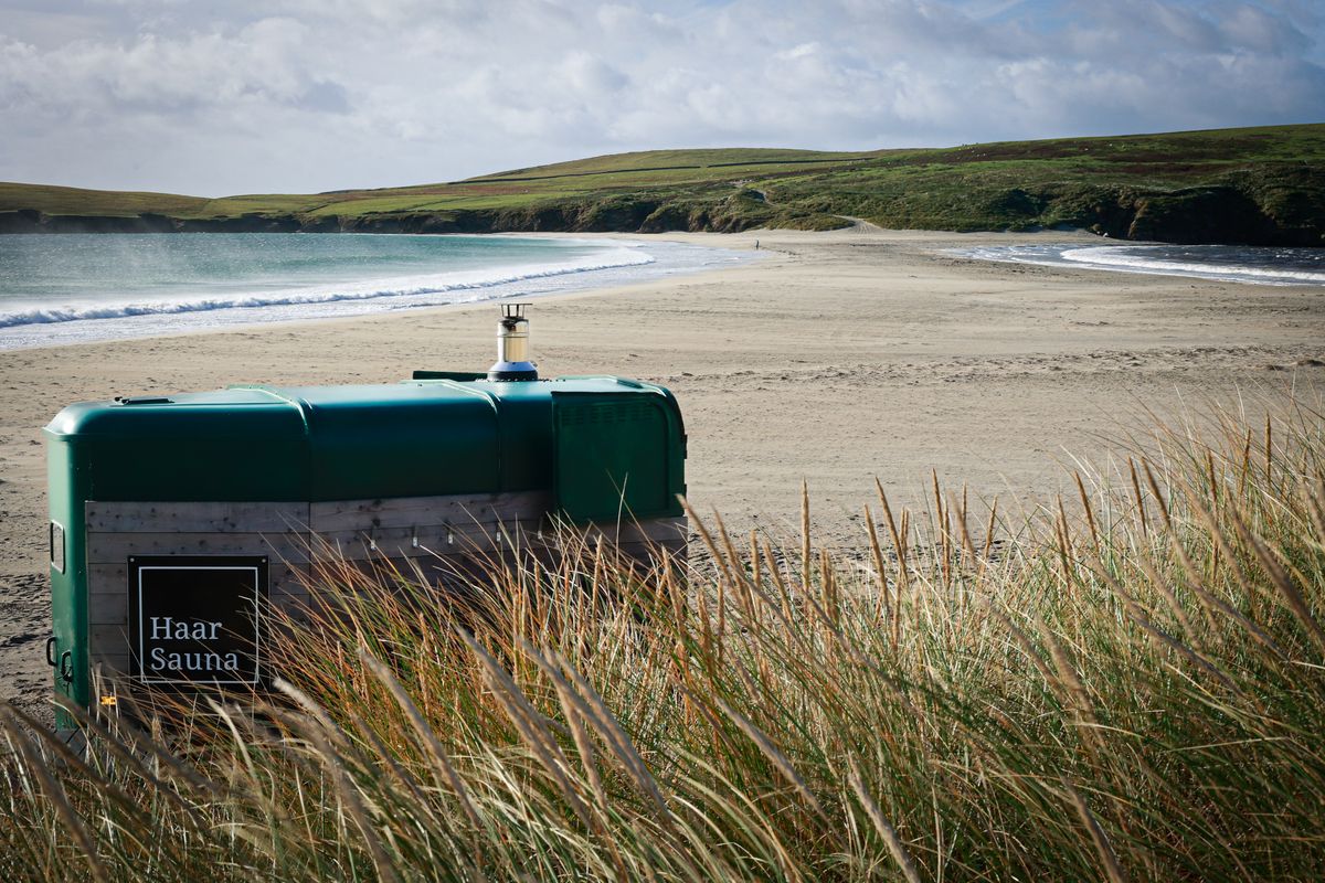 Haar Sauna on St. Ninian’s Beach, Shetland