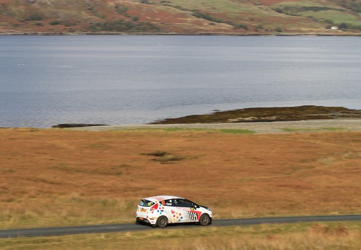 Rally car on the open road