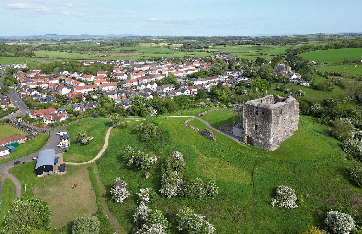 Aerial view of Dundonald Castle