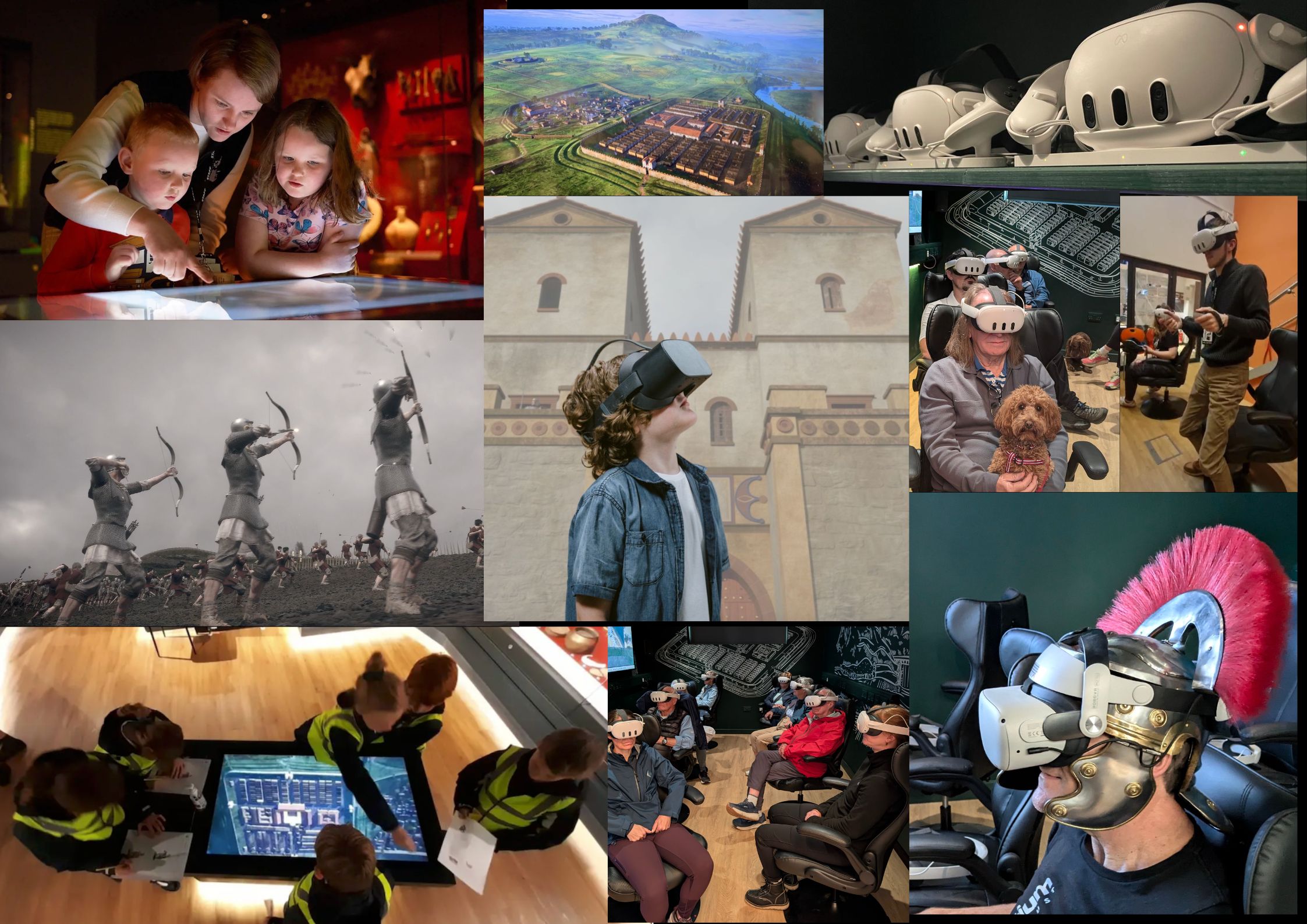 A collage of different images from Trimontium Museum