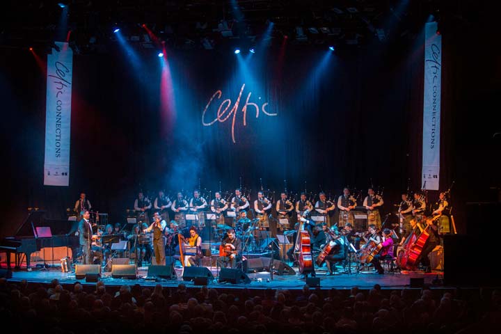 Celtic Connections. The world's largest winter music festival The 20th celebration opening concert, held in the festival's main venue. The Glasgow Royal Concert Hall.