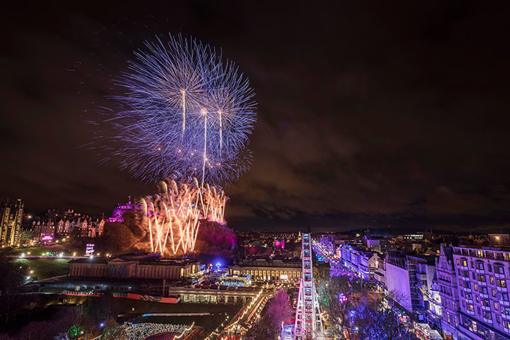 Fireworks at Edinburgh's Hogmanay Street Party