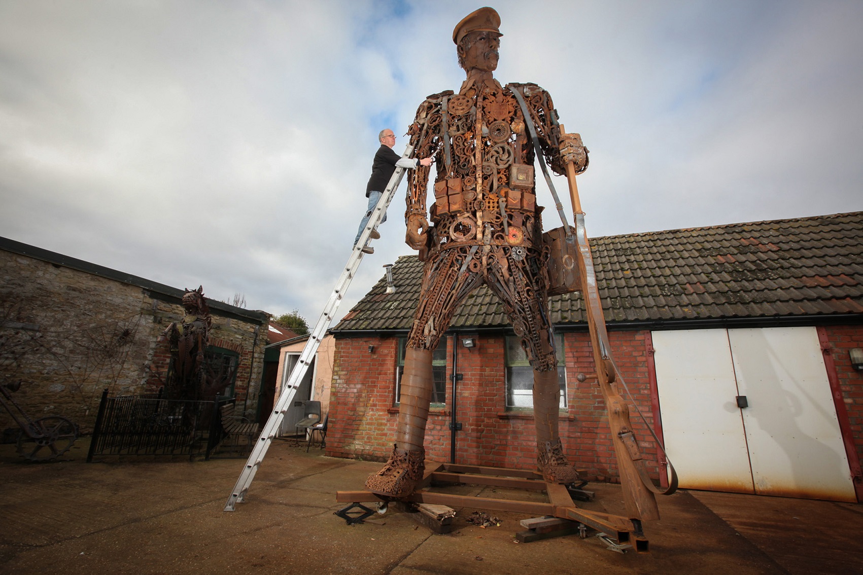 Giant scrap metal sculpture "The Haunting"